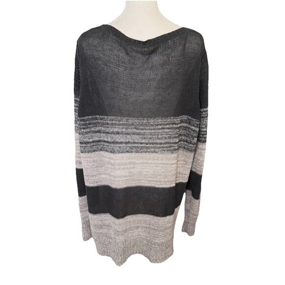 Eileen Fisher Woman Plus Size 2X Knit Sweater Tunic Organic Linen Popover Gray - Picture 12 of 12